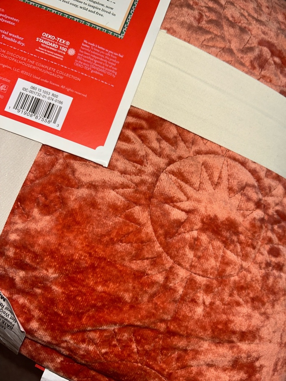 Opalhouse Jungalow King Vintage Coral Sun Stitched Velvet Quilt - Picture 7 of 9